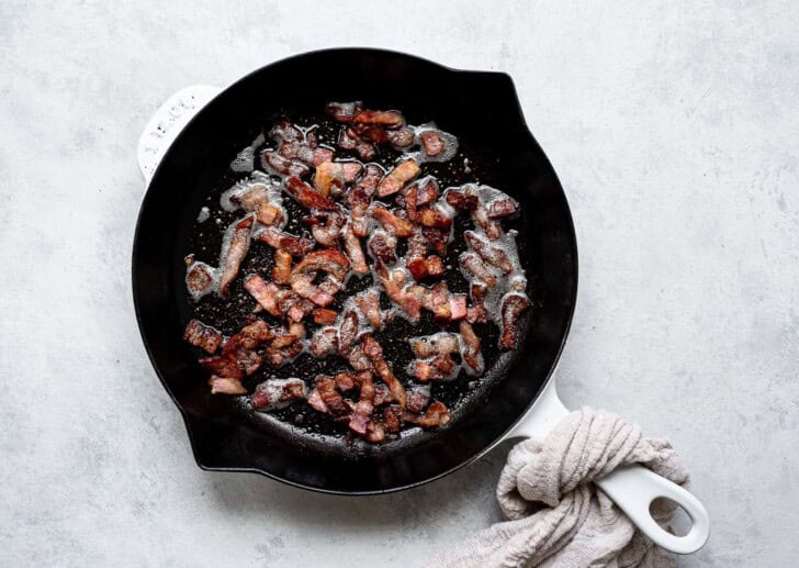 cooked bacon in skillet