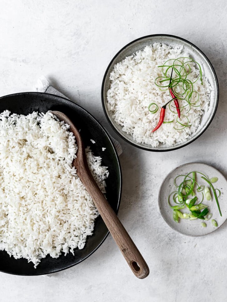 Serving coconut rice in small bowl