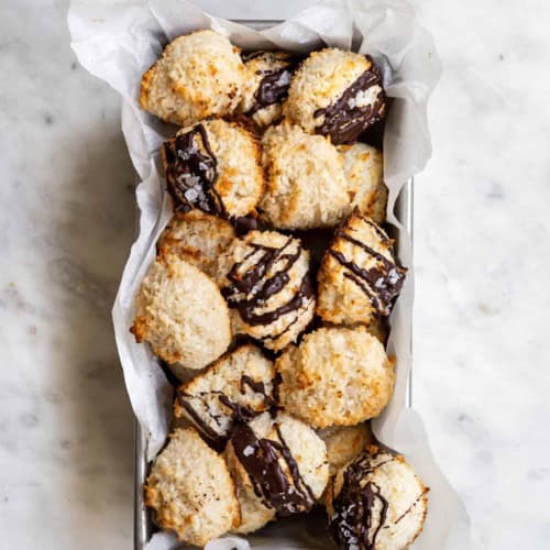 Baked coconut macaroons in loaf pan