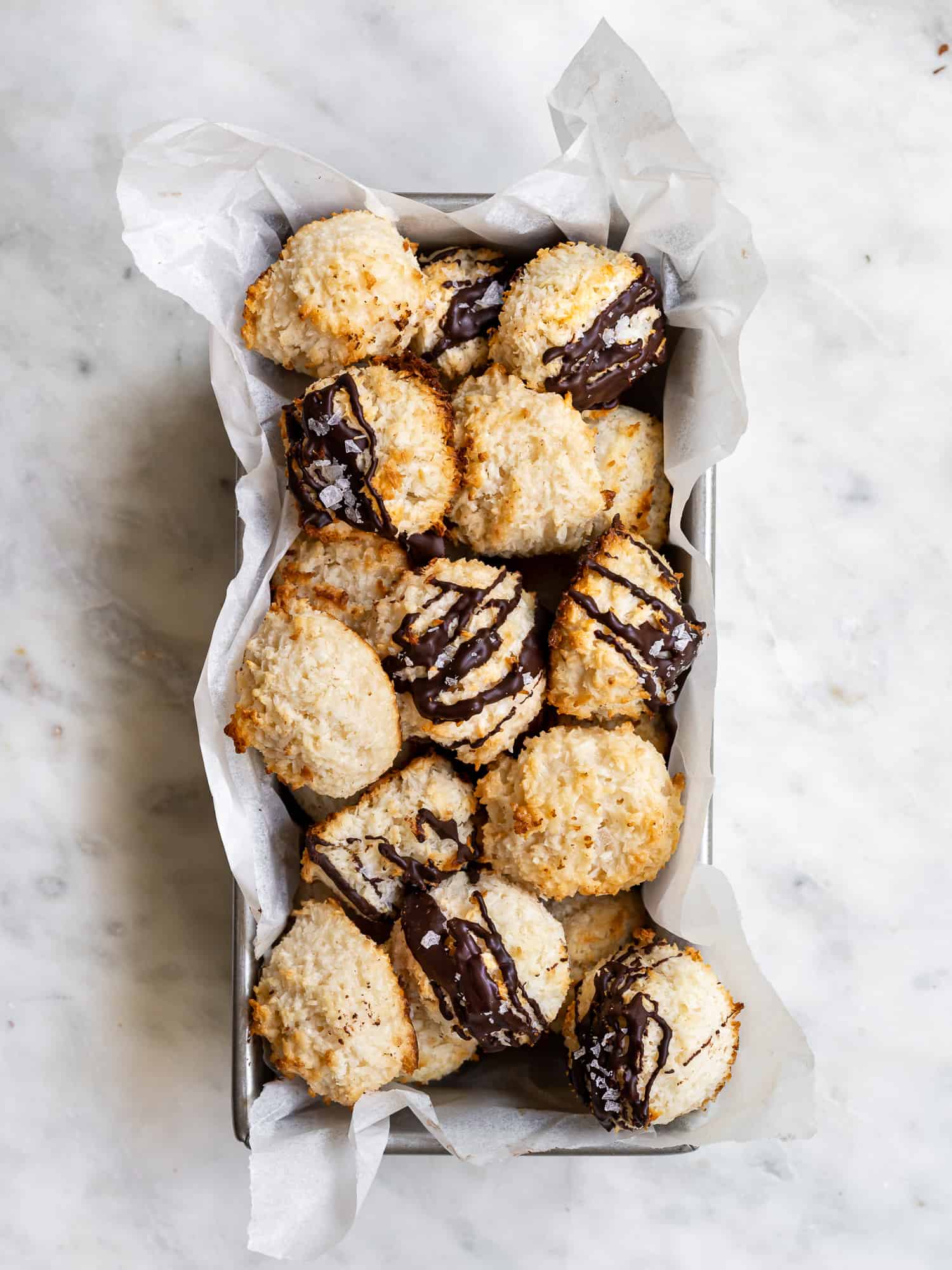 Baked coconut macaroons in loaf pan