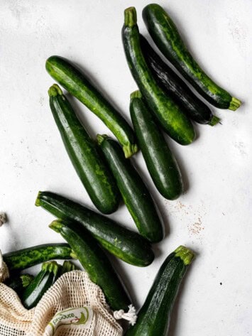 Zucchini bounty on flat surface