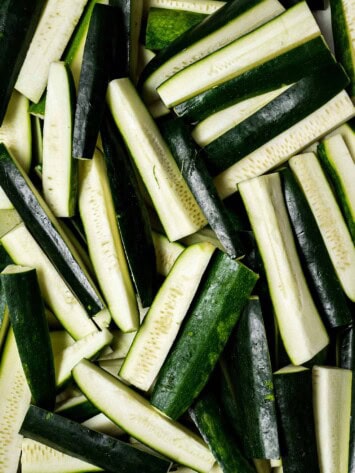 close up of zucchini batons