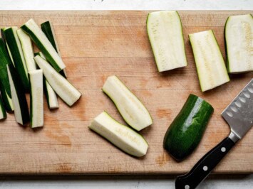 cutting zucchini for fries