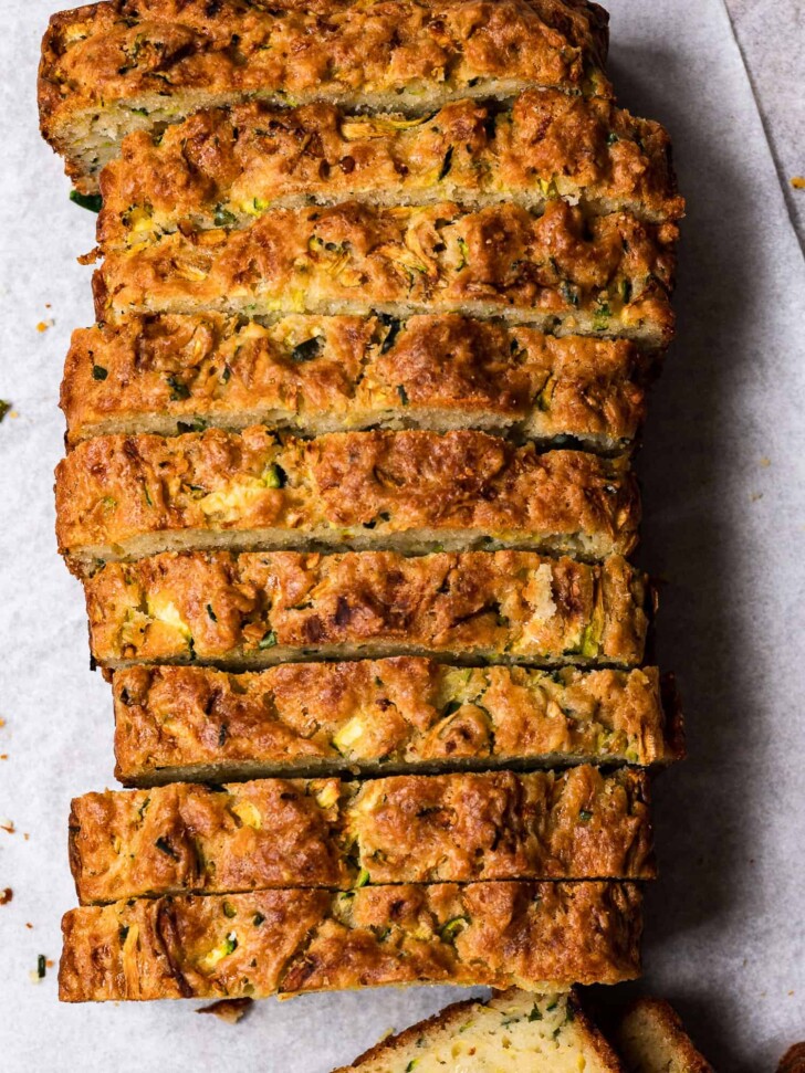 sliced zucchini Parmesan and chive bread
