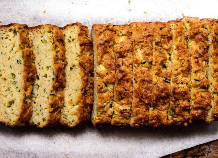 sliced zucchini Parmesan and chive bread