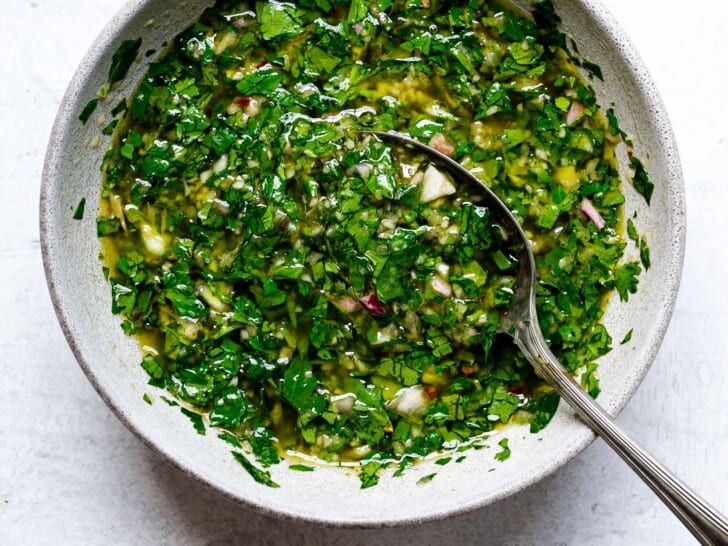 Chimichurri sauce in bowl