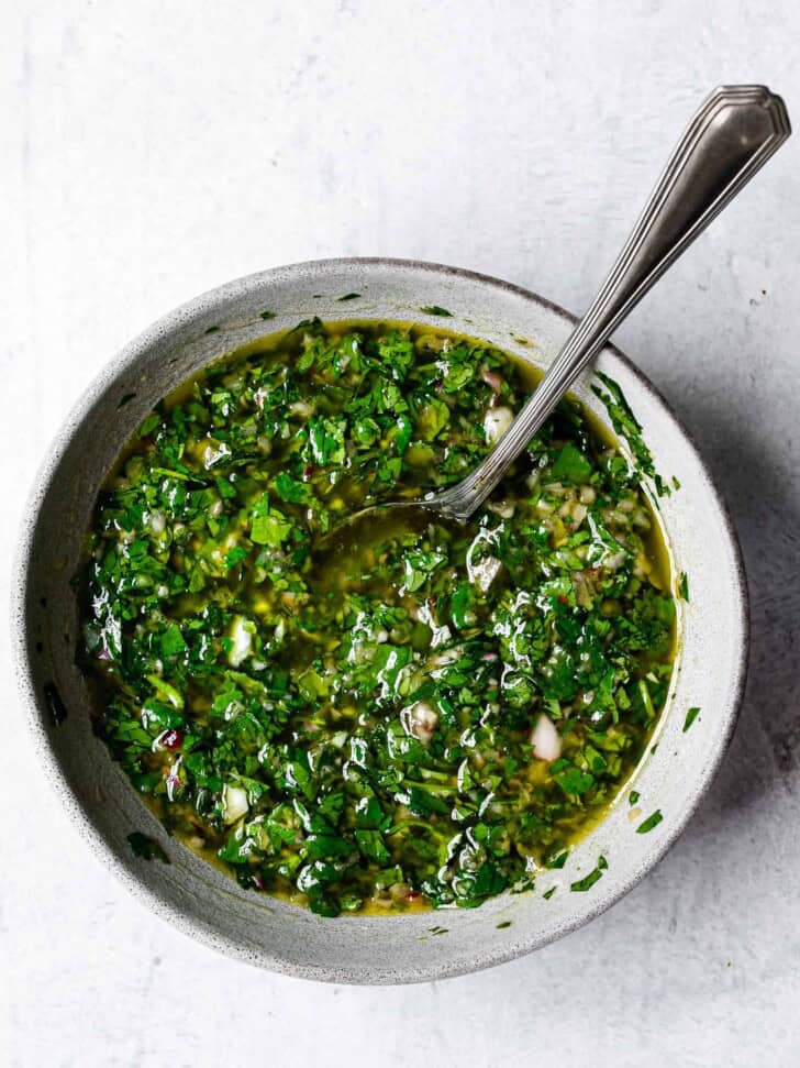 Chimichurri sauce in bowl