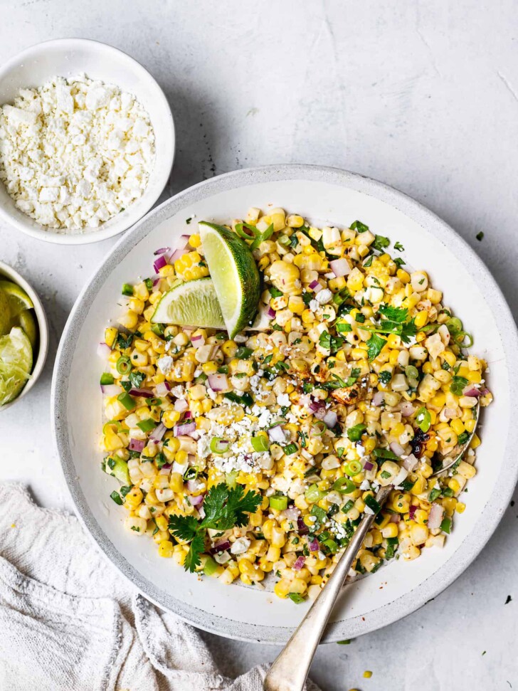 Mexican Street Corn Salad served in bowl