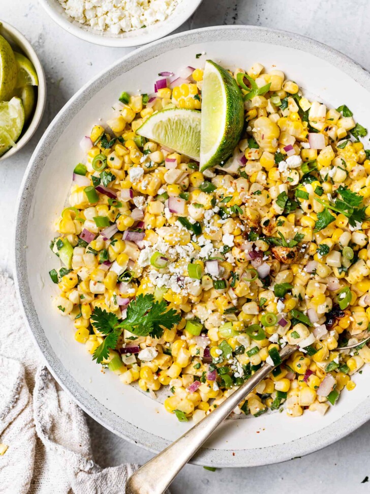 Mexican Street Corn Salad served in bowl