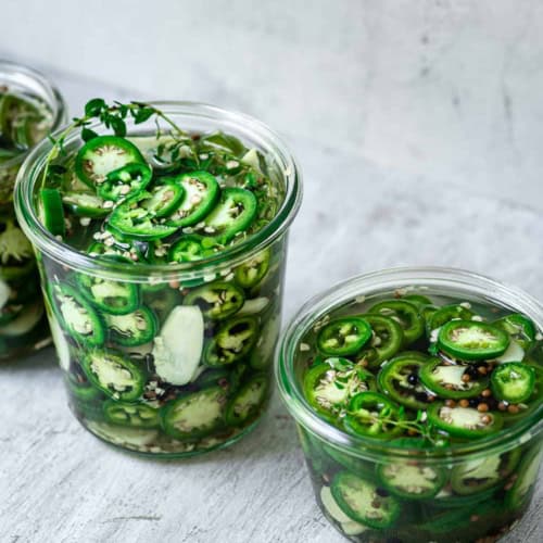 pickled jalapeños in jar