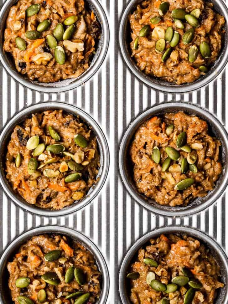 un-baked morning glory muffins in muffin tin