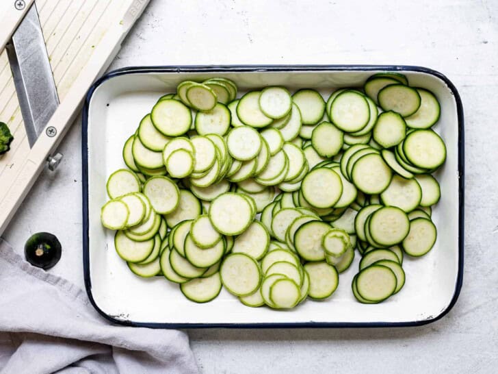 thinly sliced zucchini using mandoline