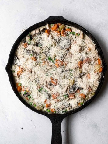 mixture topped with remaining parmesan cheese 