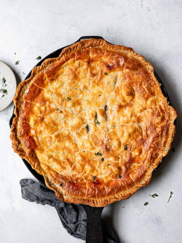 Easy Chicken Pot Pie in skillet