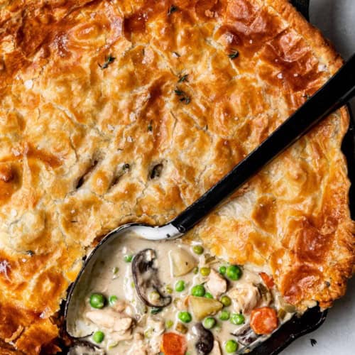 chicken pot pie with filling showing