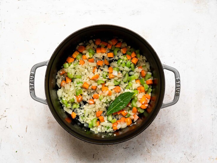 vegetables cooking in large pot