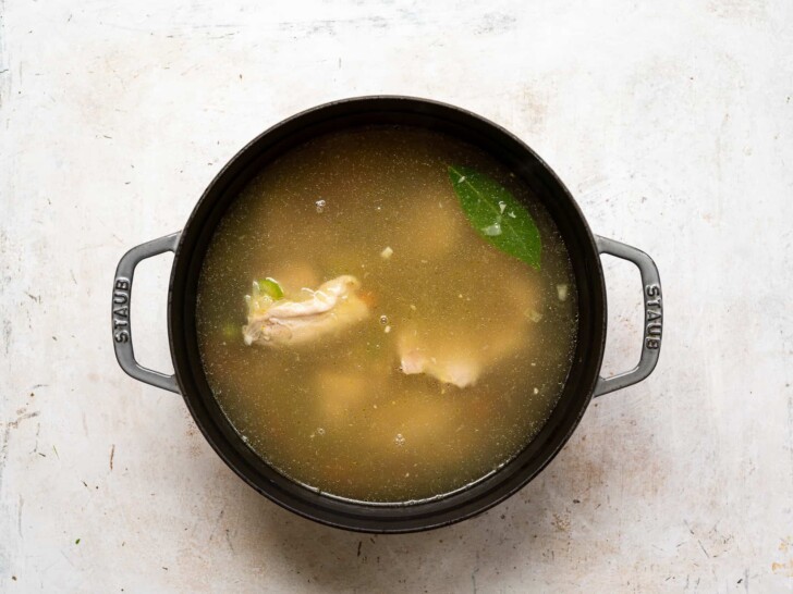 broth in large stock pot