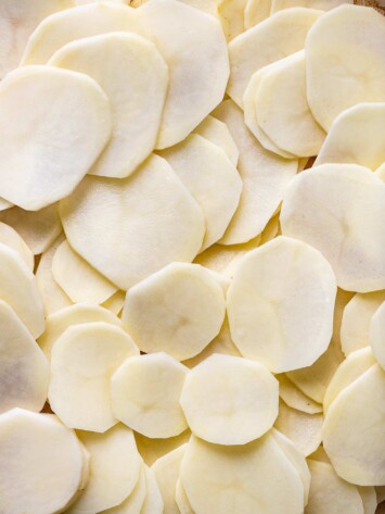 close-up of potato slices