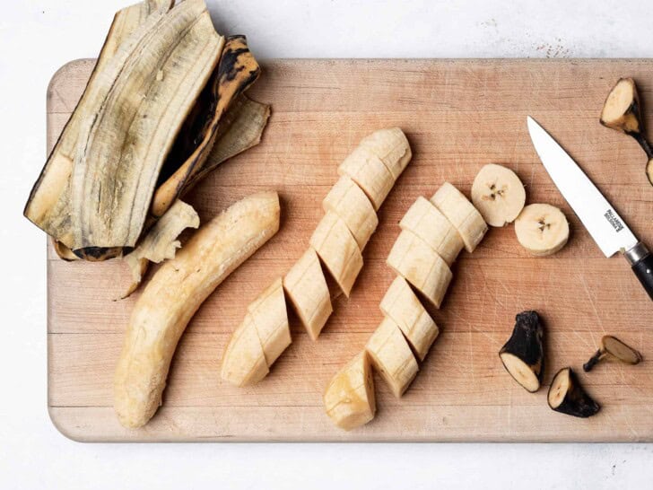 slicing plantains