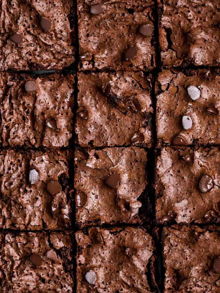 Almond flour brownies sliced in squares