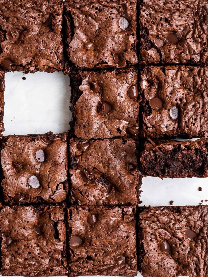 Almond flour brownies sliced in squares