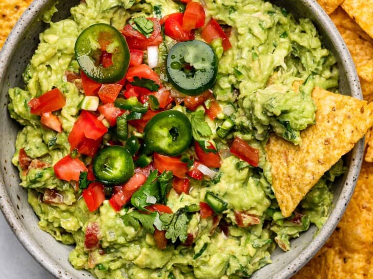 close up of The best guacamole 