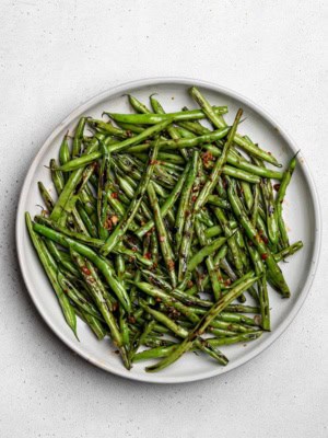 Chinese green beans served on plate