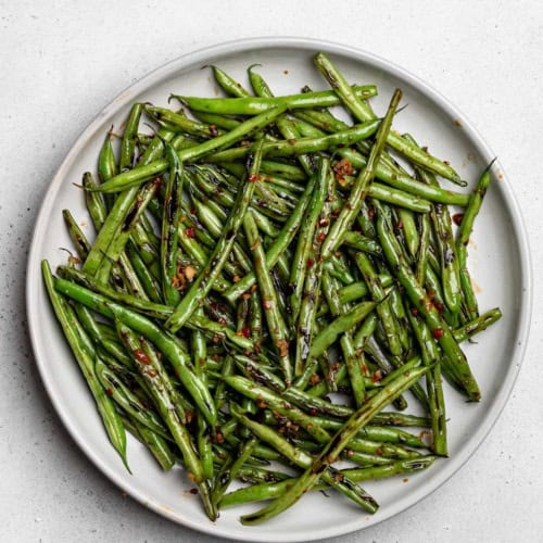 Chinese green beans served on plate