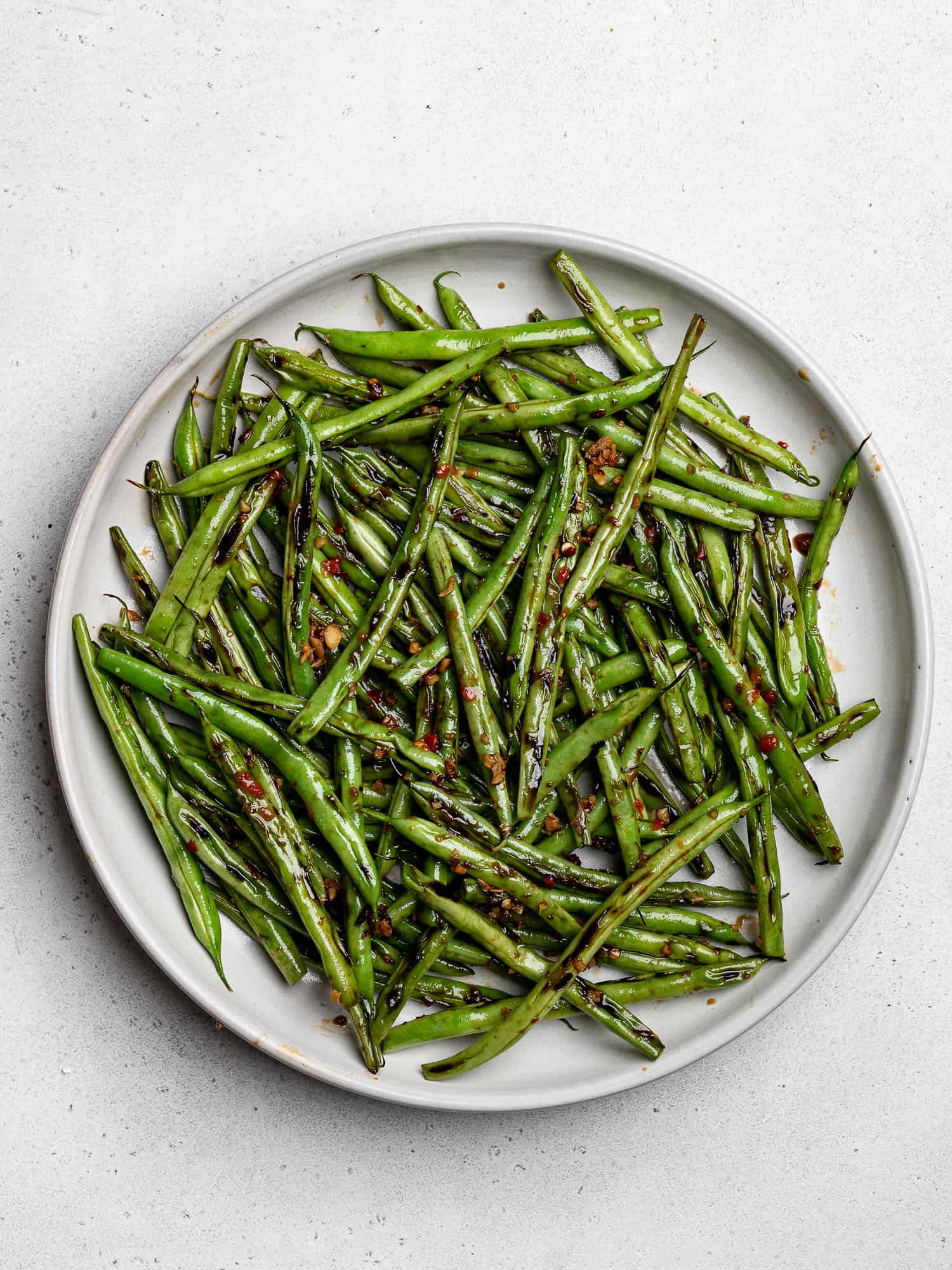 Chinese green beans served on plate