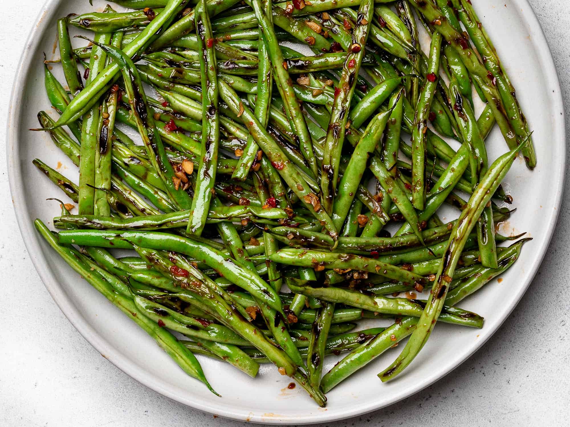 close up of Chinese green beans