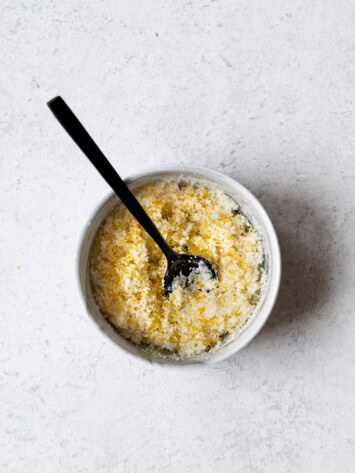 mixture of lemon zest and sugar in small bowl