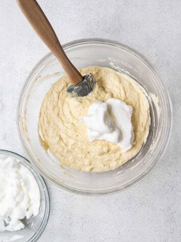 adding beaten egg whites to batter