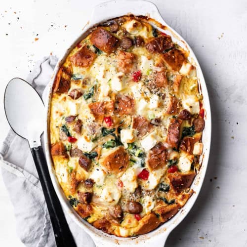 Baked Everything bagel breakfast casserole