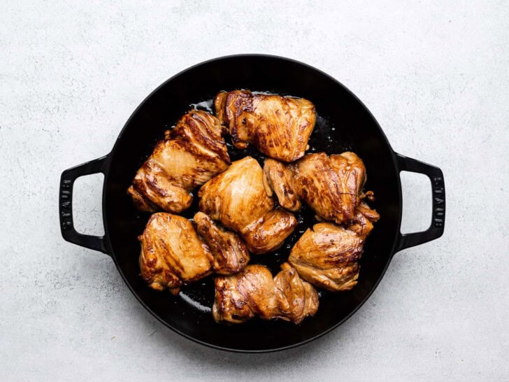 browned chicken in skillet