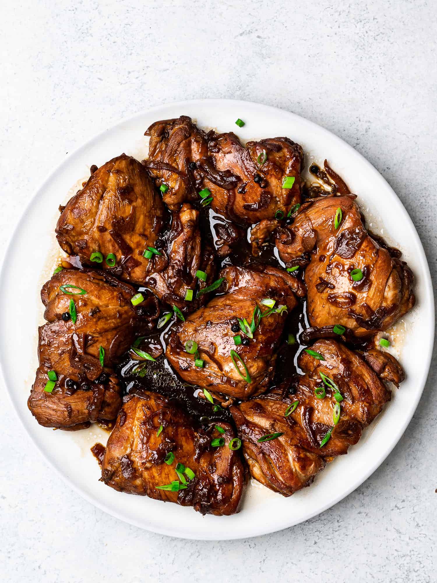 Filipino chicken adobo served on plate