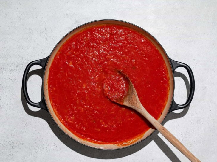 cooked sauce in skillet