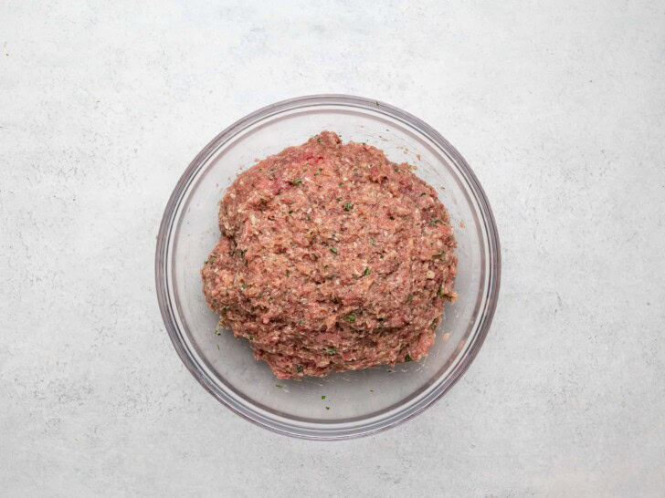 meatball mixture combined in bowl