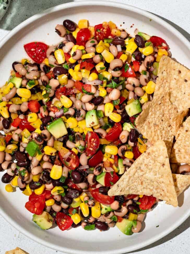 close up of dip with tortillas