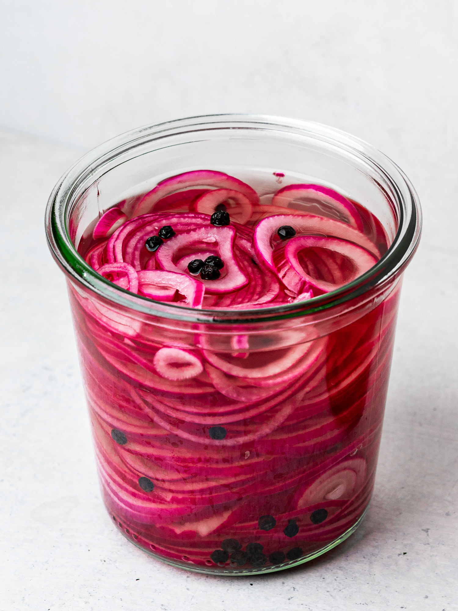 pickled red onions in jar