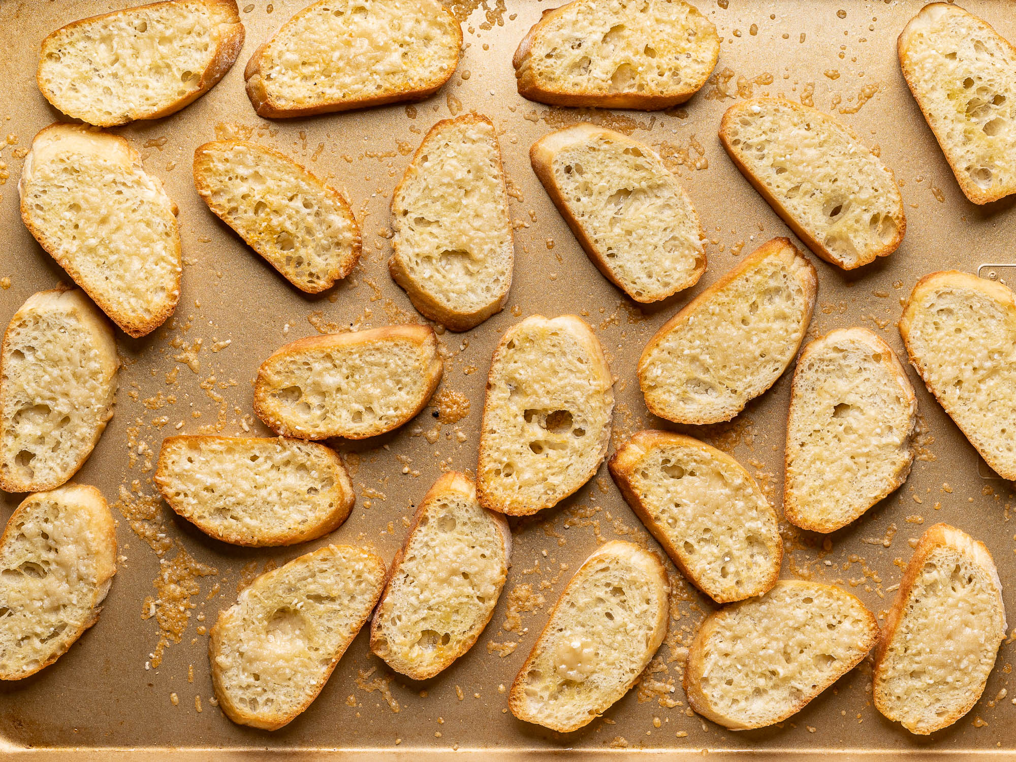 parmesan toasts on sheet pan