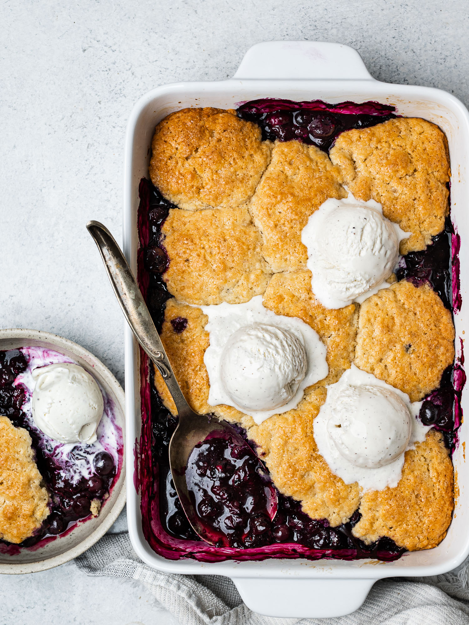 serving cobbler in small bowl