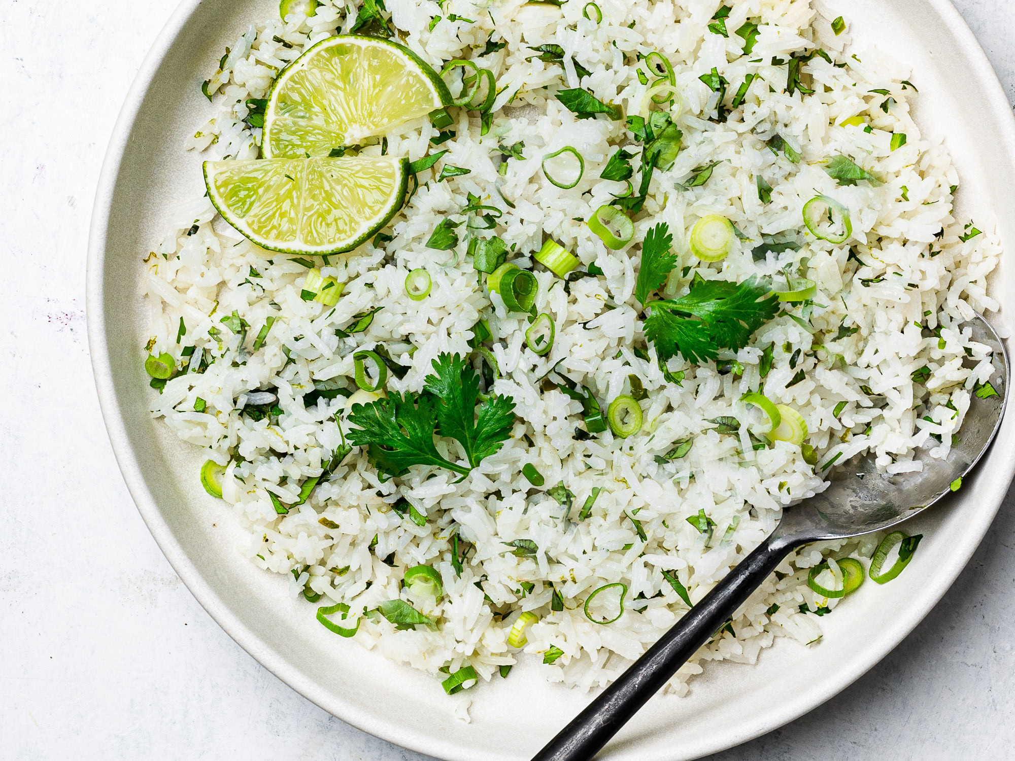 Close up of Cilantro Lime Rice served on plate