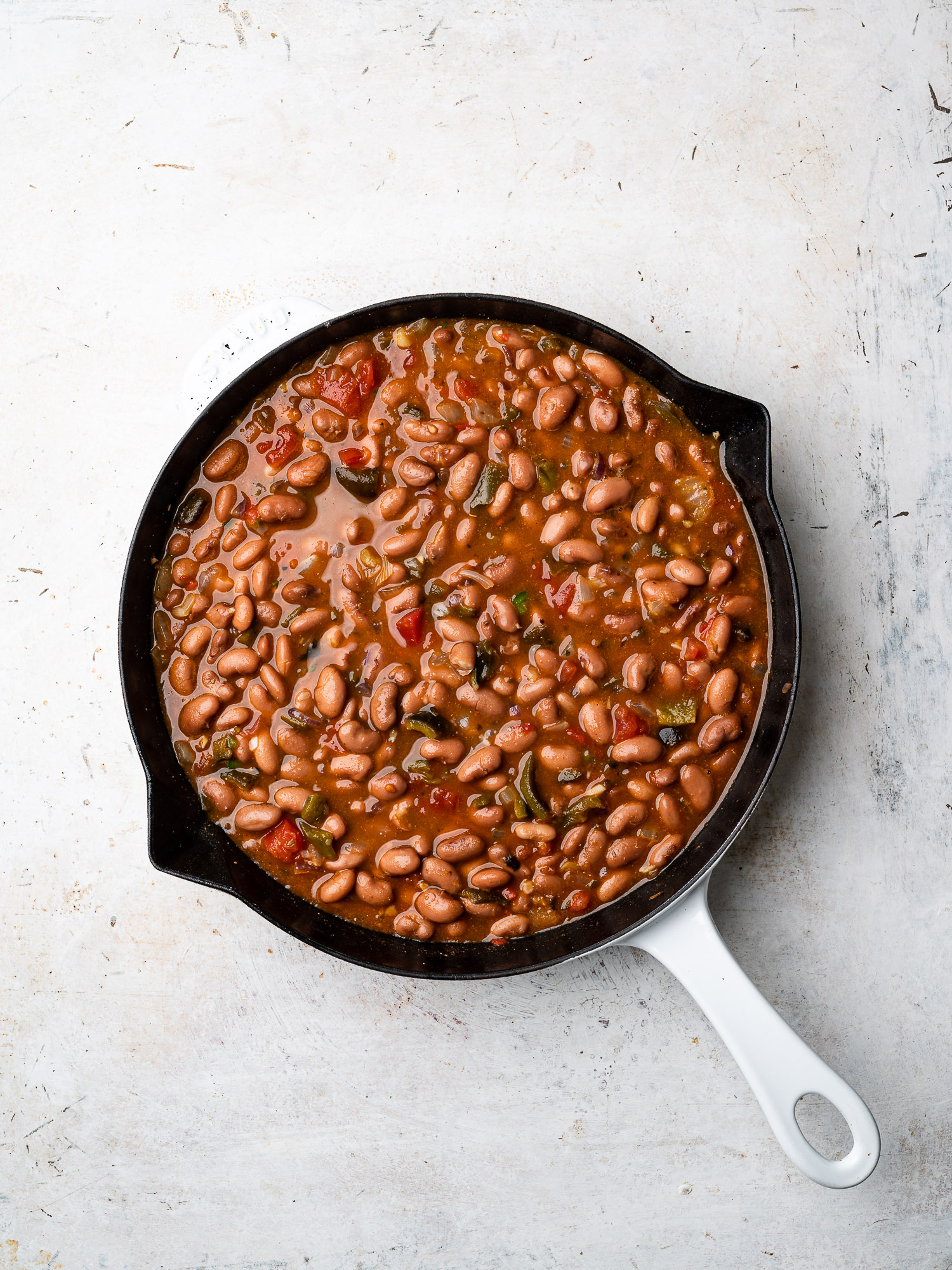 canned whole beans in skillet