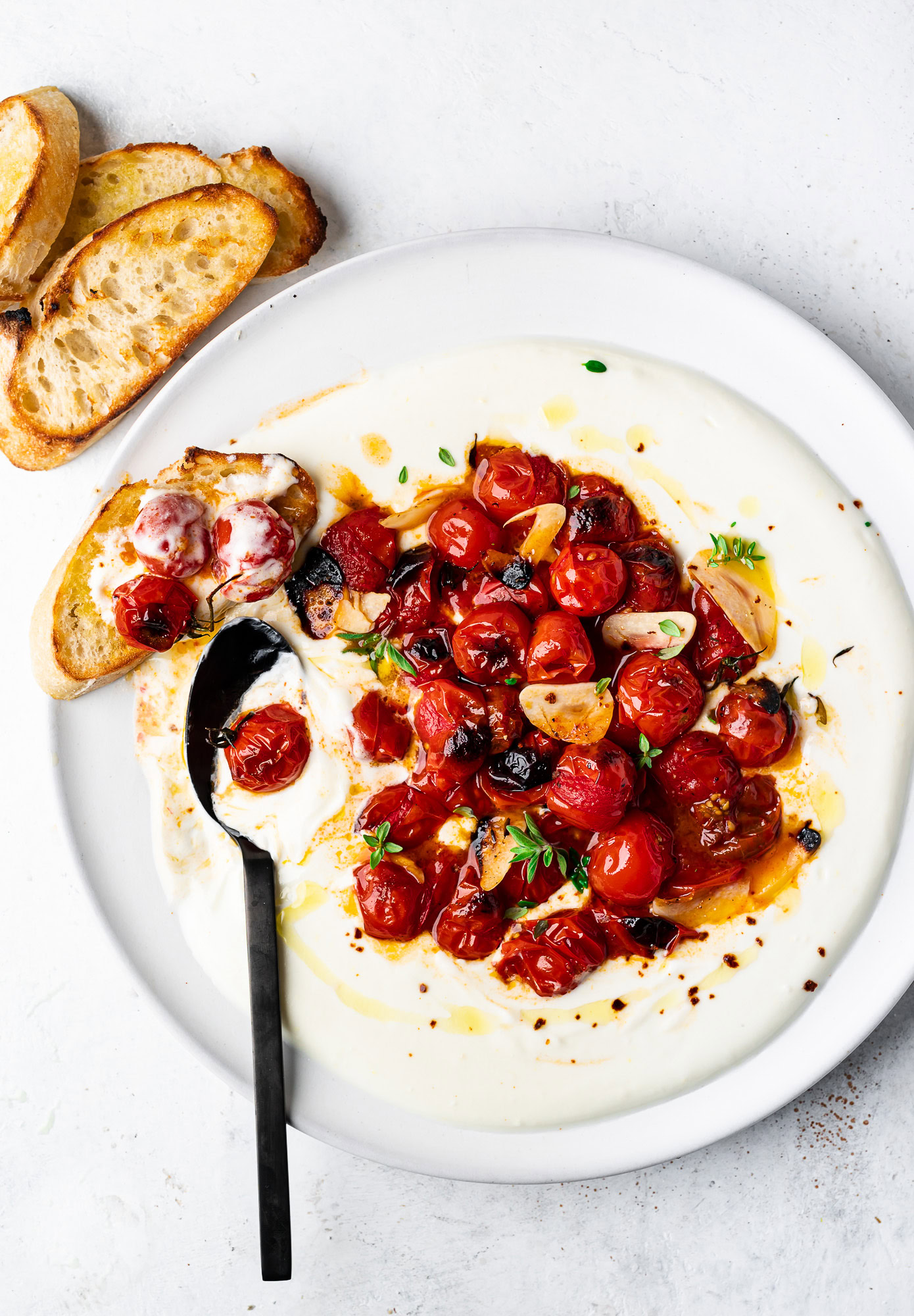 crostini topped with dip