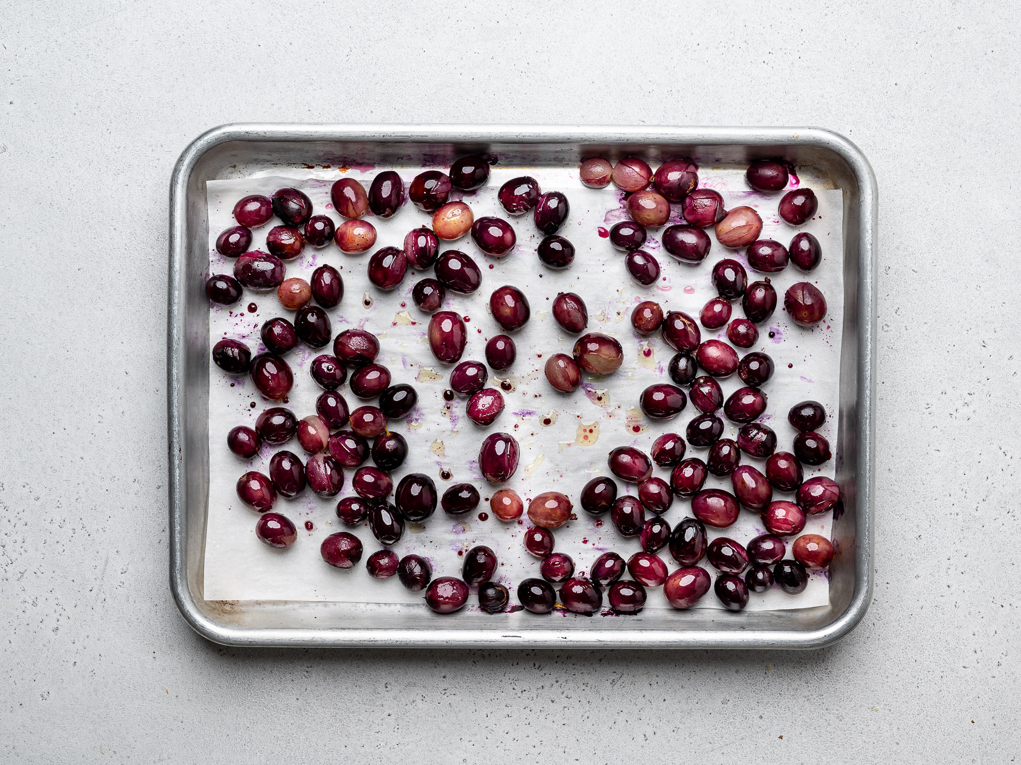 roasted grapes on sheet pan