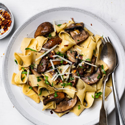 Pappardelle with mushroom sauce