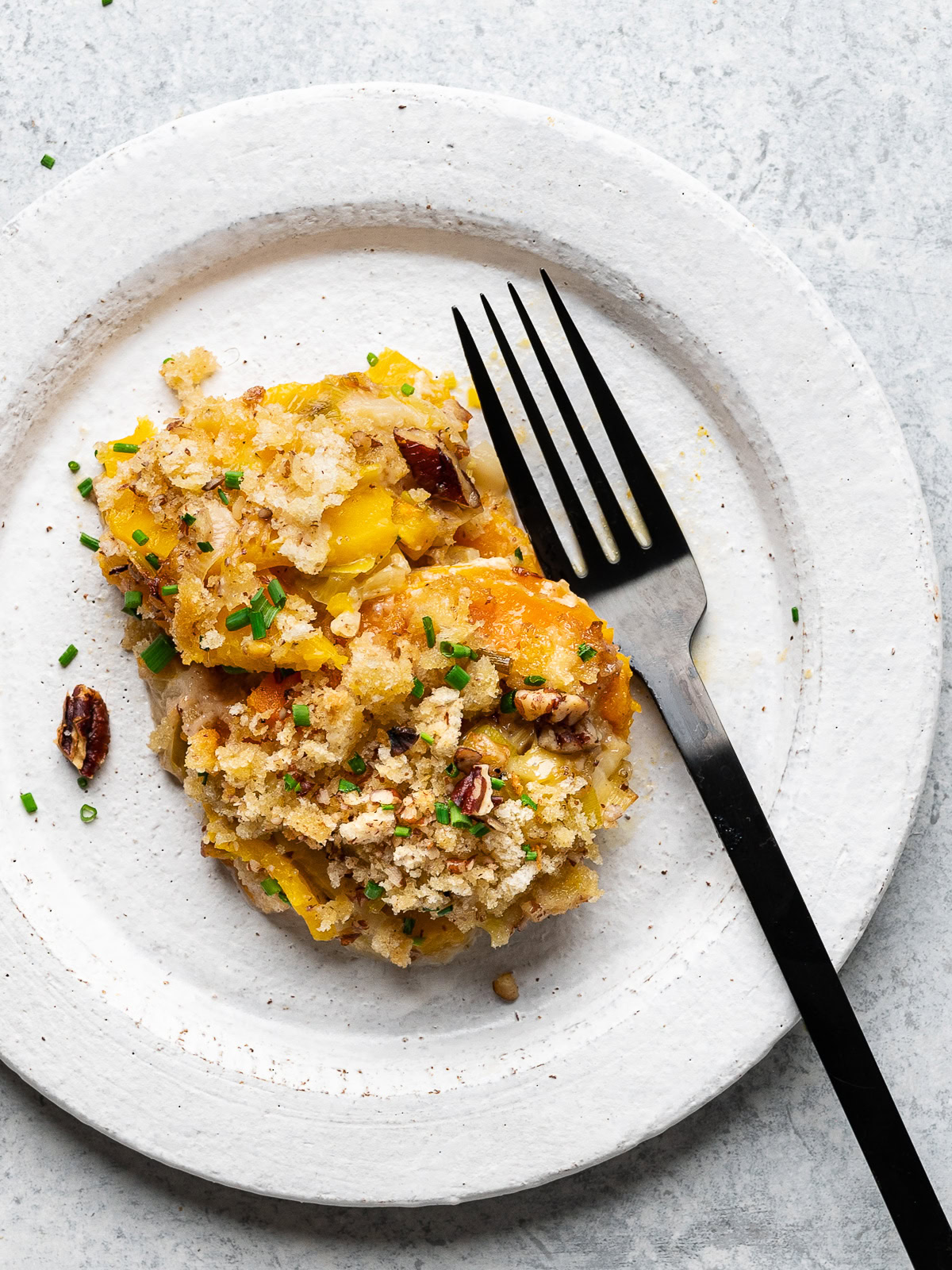 butternut squash gratin served on small plate 