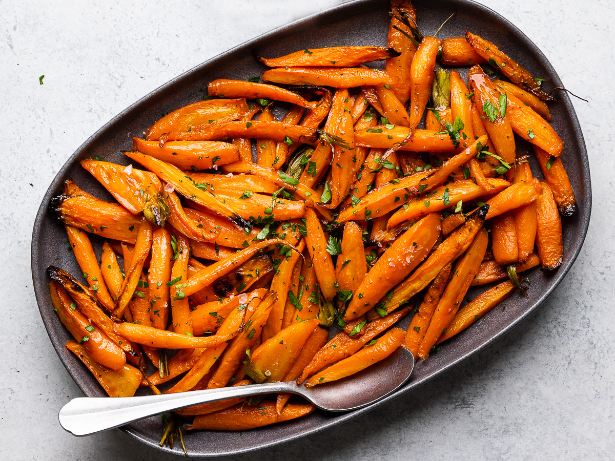 platter with roasted carrots 
