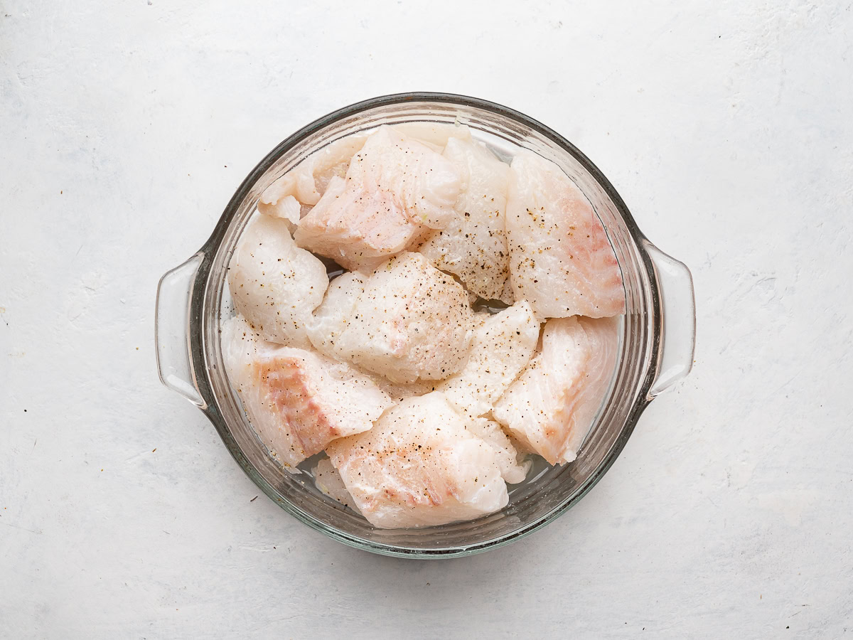 fish marinating in lime juice 