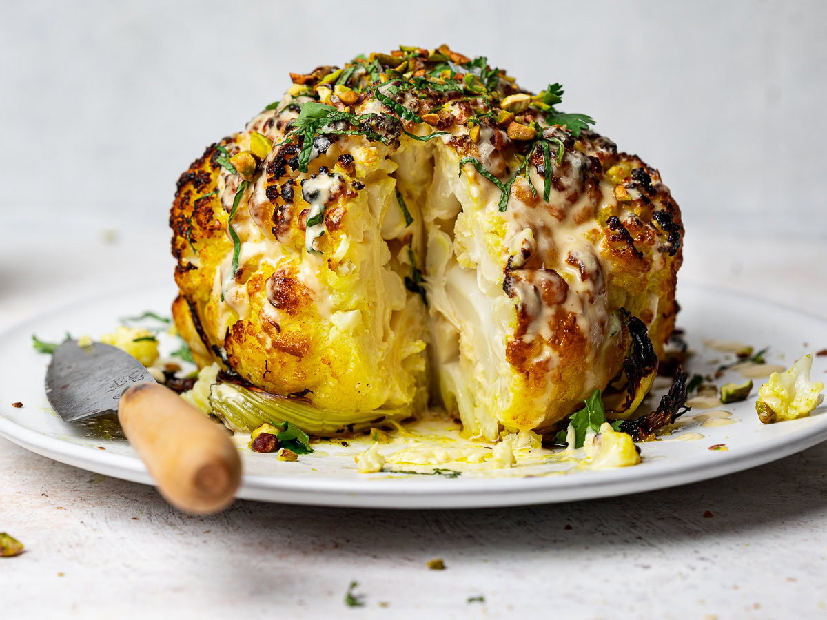 side-view of sliced cauliflower